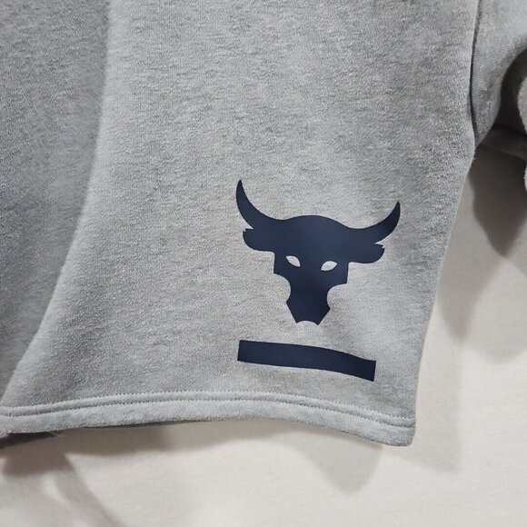 Under Armour Project Rock Womens Size M Loose Gray Fleece Crop Hoodie Sweatshirt - Picture 4 of 10